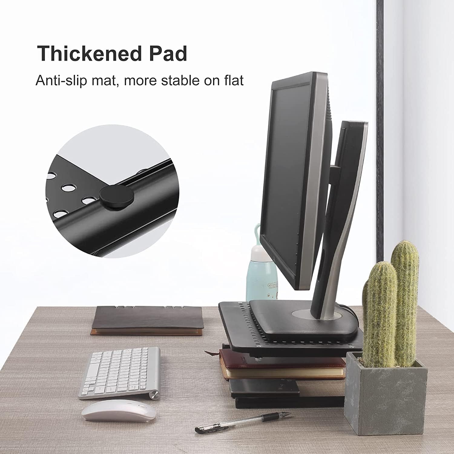 suptek Monitor Stand Riser for Computer,Laptop,Printer, Notebook and All Flat Screen Display with Vented Metal Platform and 4 Inches Height Underneath Storage (MST004)