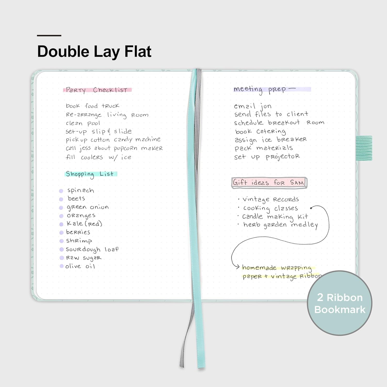 &And Per Se Dotted Journal Notebook for Women&Men with Pattern, A5 Leather Hardcover, 160 Pages 100GSM Thick Dotted Paper, 3 Sheets of Stickers Included(Light Blue)