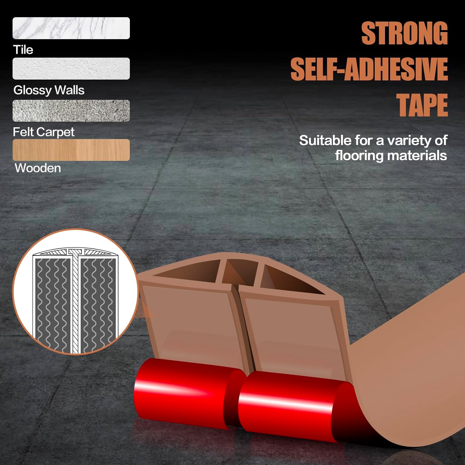 Floor Cord Cover Self Adhesive Cord Hider,3.3FT Cable Management, Extension Strip Protector for Wires, Prevent Cable Trips for Offices, Gyms, Exhibitions Cavity:0.51"(W) x 0.3"(H) Brown