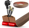 Floor Cord Cover Cable Cavity Self Adhesive Cord Hider Floor 10FT Floor Cable Management Power Cord Protector Floor Electric Cord Covers for Offices, Gym, Exhibitions (Misty Brown Wood, 1.57" x 10')