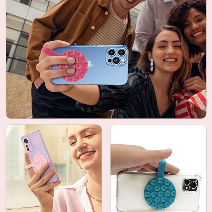 Magnetic Suction Cup Phone Mount, Silicone Suction Stand Holder, Compatible with iPhone MagSafe Phone Case, Hands-Free Mirror Shower Phone Holder Accessory for TikTok Videos, Pink