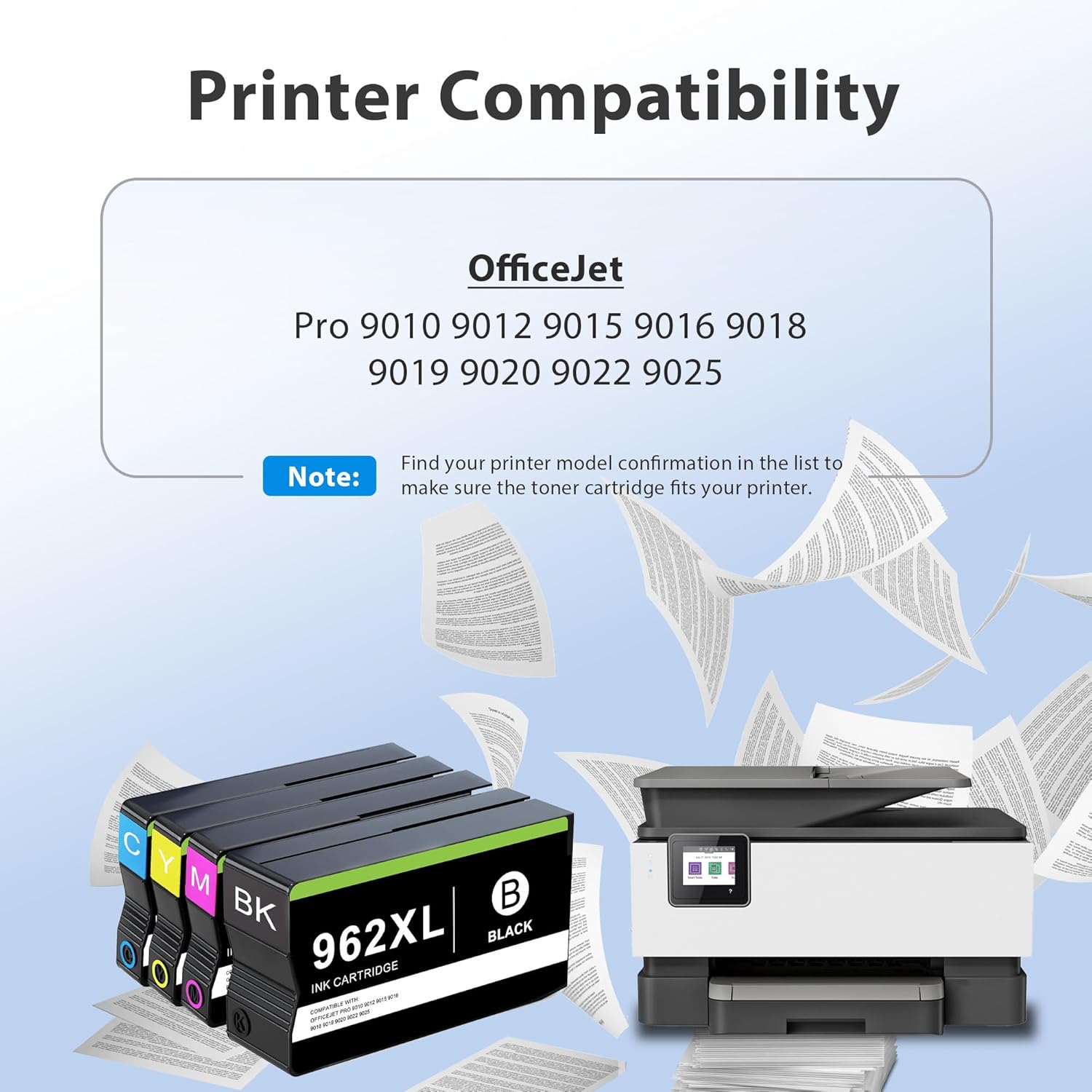 Compatible 962 Ink Cartridge Combo Pack Replacement for HP 962 962 XL Ink Cartridge Black and Color for OfficeJet Pro 9010 9012 9015 9016 9018 9019 9020 9022 9025 Printer, 4-Pack 962XL
