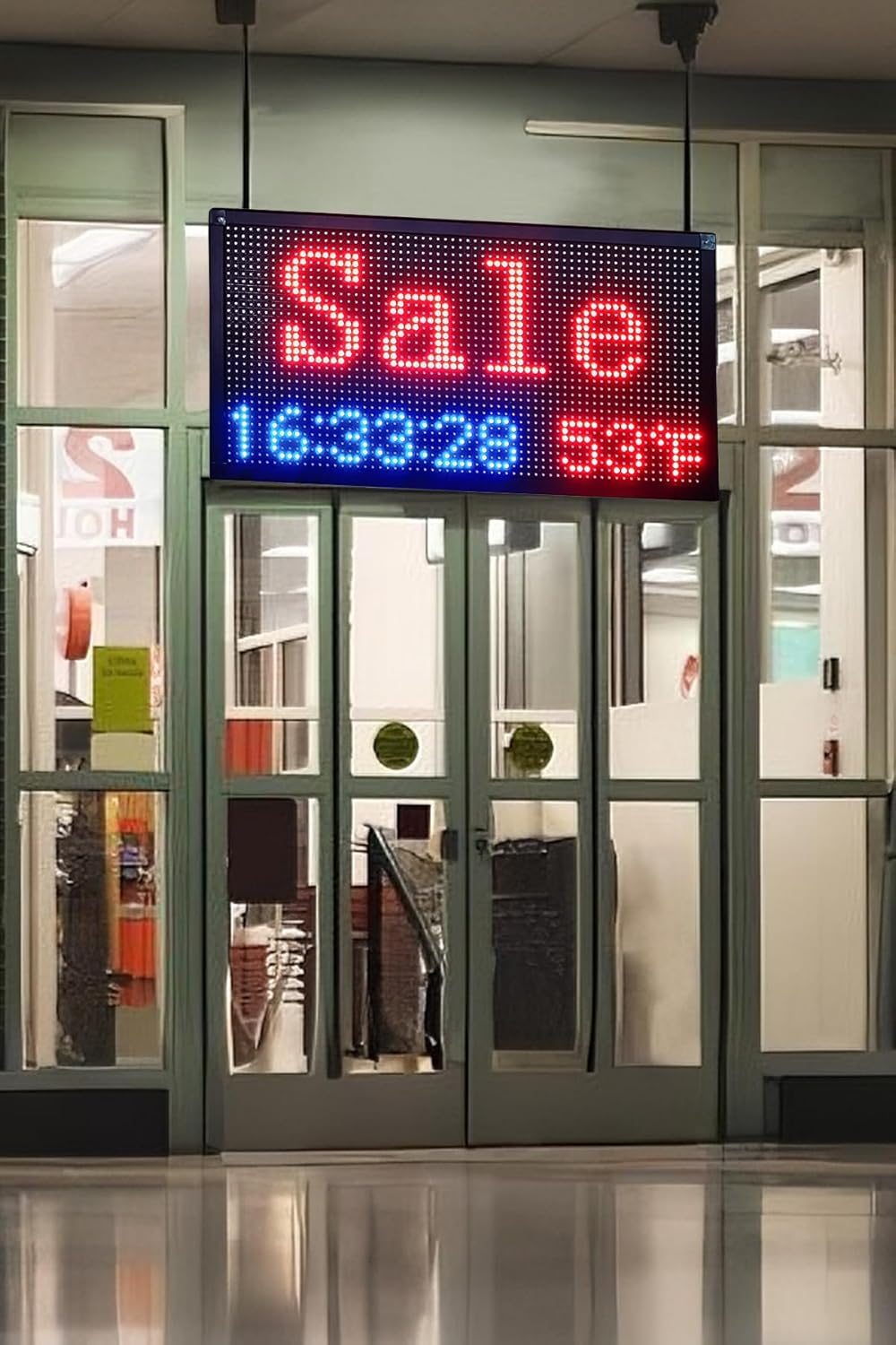 Large Double Sided Digital Wall Clock 19x9 Inch with Remote，Auto-Dimming, Temperature & Date Display, Indoor/Outdoor Waterproof Alarm Clock for Gym, Garage, Office, Shopping Mall