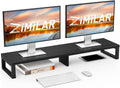 Zimilar Dual Monitor Stand Riser, Large Monitor Stand for Desk, Wood Monitor Riser with Storage Organizer for Home Office, Monitor Stands for 2 Monitors, Desktop Wooden Monitor Riser for Computer