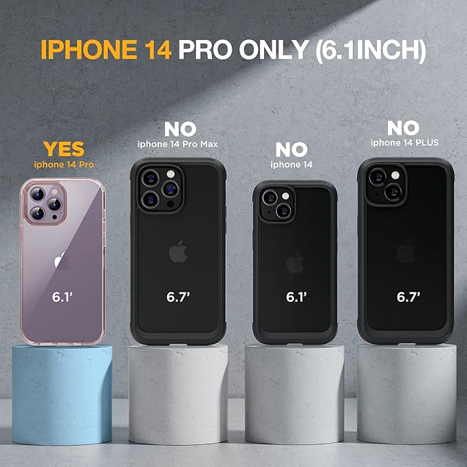 Miracase Glass Series Designed for iPhone 14 Pro Case 6.1 Inch, Upgrade Full-Body Bumper Case with Built-in 9H Tempered Glass Screen Protector, with Camera Lens Protector, Clear Pink