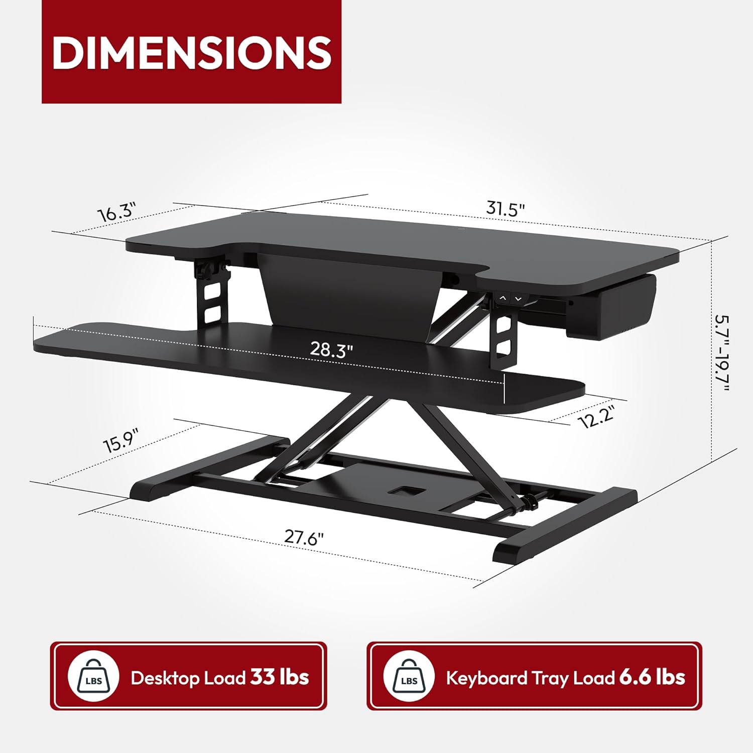 SANODESK 32" Electric Standing Desk Converter,Height Adjustable Riser for Office Home, Monitor and Laptop Workstation with Large Keyboard Tray,Black Color