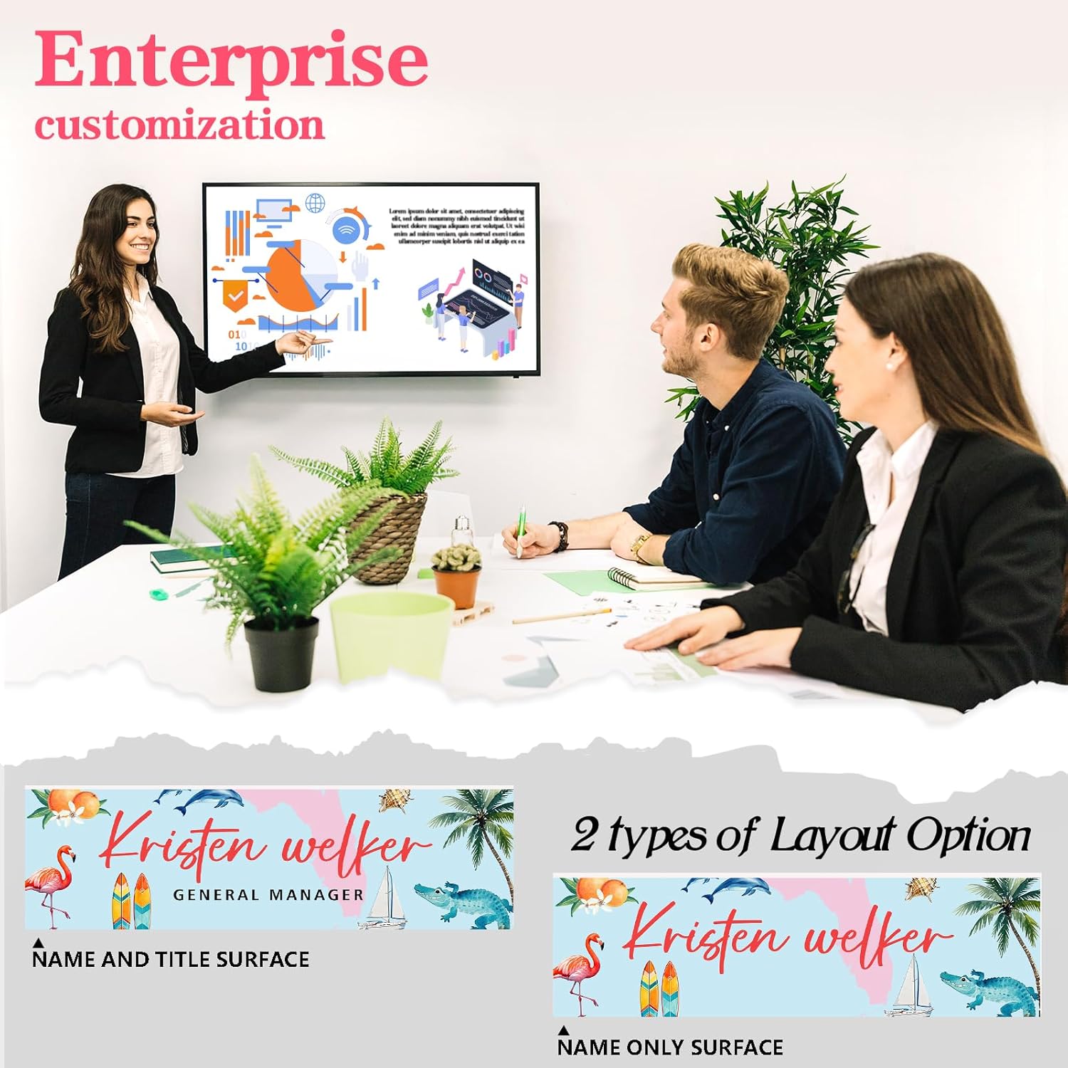 Personalized Name Plate for Desk - Custom Engraved Name Plates for Man - Boss Day Gifts for Boss - Acrylic Office Decor Appreciation Gifts for Teacher Nurse Coworker Social Worker (Summer in Florida)