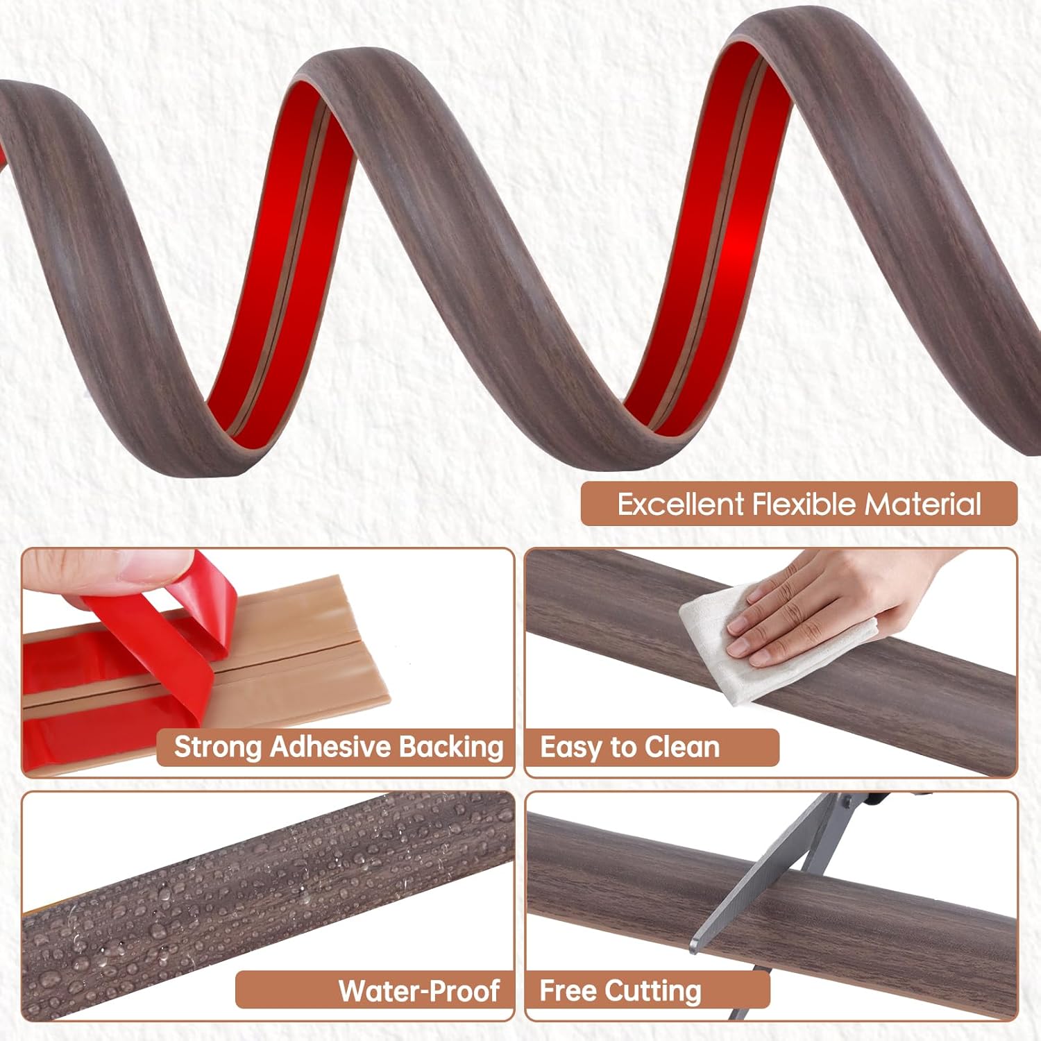 Floor Cord Cover for Wires on Floor Self Adhesive Cord Hider Floor Cable Management Wire Covers for Cords Protector Prevent Cable Trips Cord Cavity W 0.47" x H 0.27", Grayish Brown Wood, 20Ft