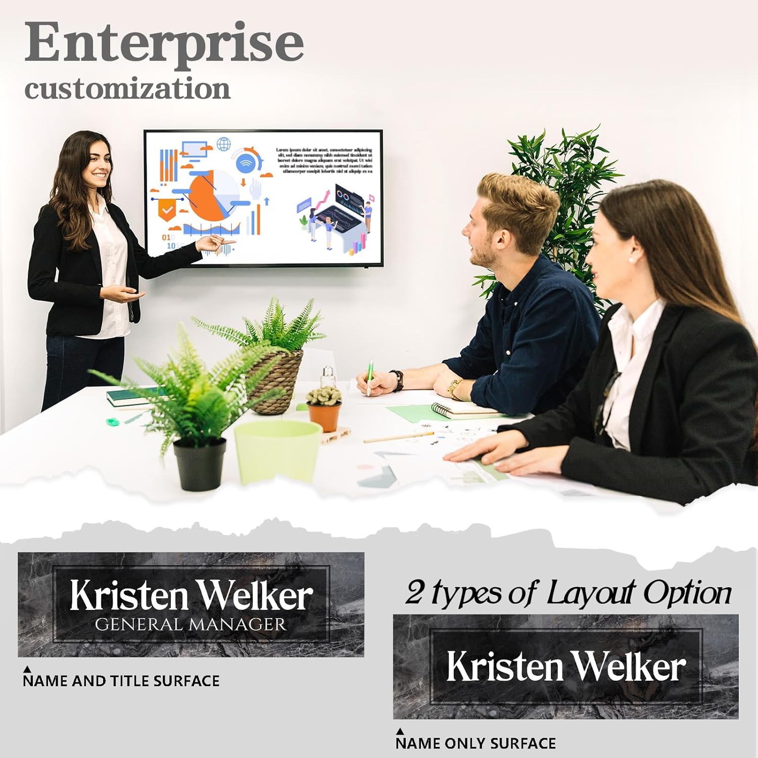 Personalized Name Plate for Desk - Custom Engraved Name Plates for Man - Boss Day Gifts for Boss - Acrylic Office Decor Appreciation Gifts for Teacher Nurse Coworker Social Worker (Gray/Black)