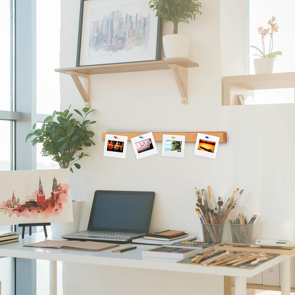 4 Pcs 36" x 1" Felt Cork Strips Bulletin Bar Strip for Wall Bulletin Board Decoration, Notice Board Self Adhesive Cork Wall Decoration, Paste Note, Photo, Schedules, Office Home Decor(Brown)