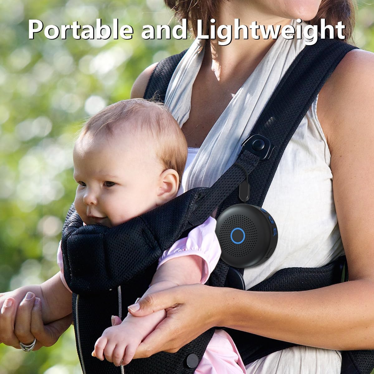 Sleepbox Portable White Noise Sound Machine 30 Soothing Sounds Rechargeable Battery Small for Travel 32 Volume Control Noise Canceling Sleep Machine Sound Therapy for Baby Kids Adults (Black)