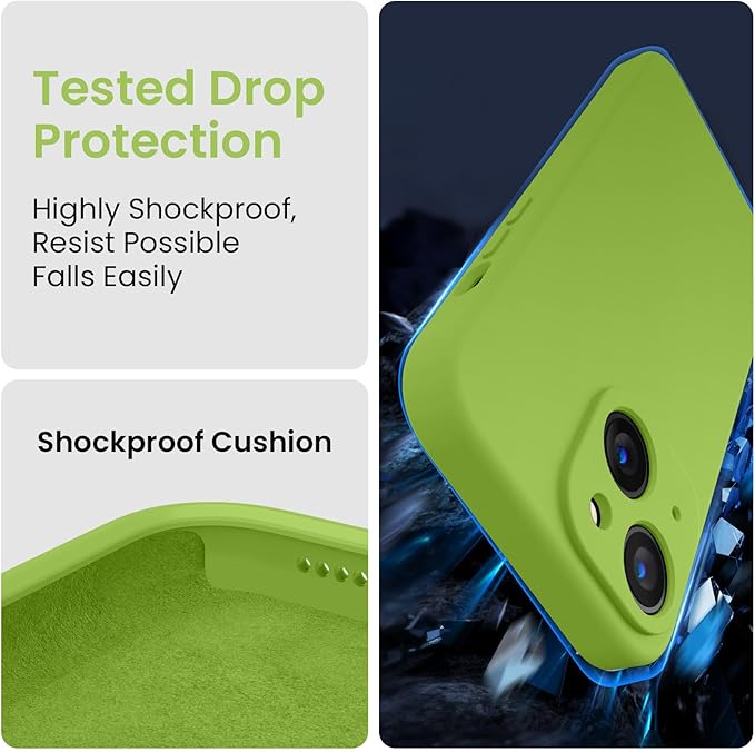 FireNova Designed for iPhone 15 Plus Case, Silicone [Camera Protection] Case with [2 Screen Protectors], Soft Anti-Scratch Microfiber Lining Inside, 6.7 inch, Sprout Green