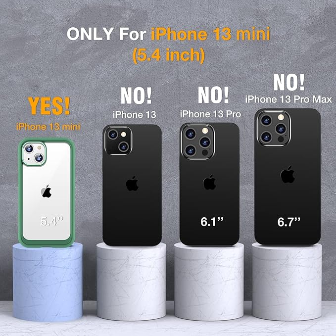 Miracase Compatible with iPhone 13 Mini case 5.4 inch, 2023 Upgrade Full-Body Glass Clear Case Bumper Case with Built-in 9H Tempered Glass Screen Protector for iPhone 13 Mini, Acacia Green