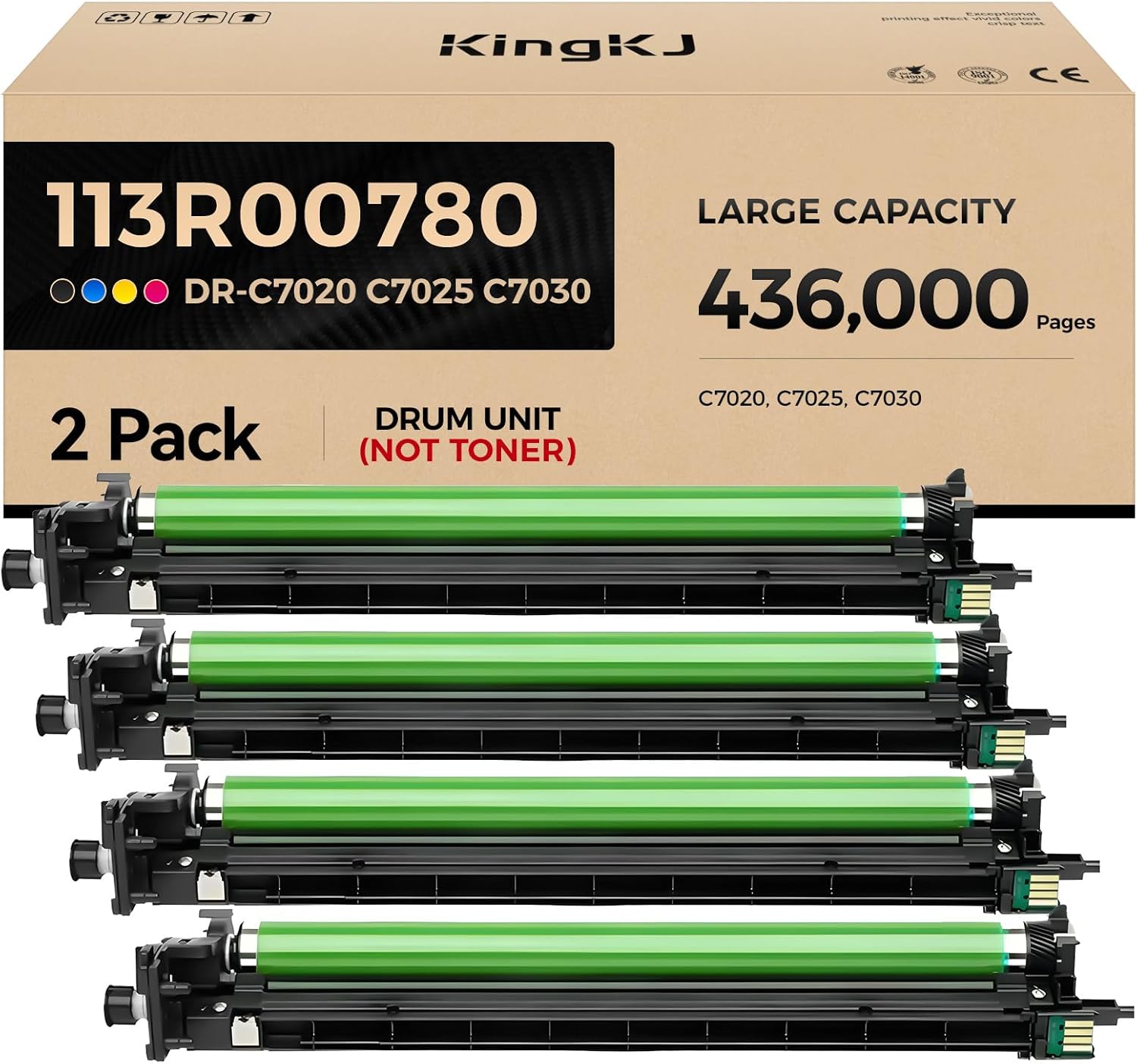 Versalink C7020 C7025 C7030 Drum Unit (Not Toner) 4-Pack High Capacity Replacement for Xerox 113R00780 Image-Drum Compatible with Xerox VersaLink C7020 C7025 C7030 Printer Black Cyan Magenta Yellow