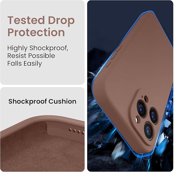 FireNova Designed for iPhone 15 Pro Case, Silicone Upgraded [Camera Protection] Phone Case with [2 Screen Protectors], Soft Anti-Scratch Microfiber Lining Inside, 6.1 inch, Light Brown