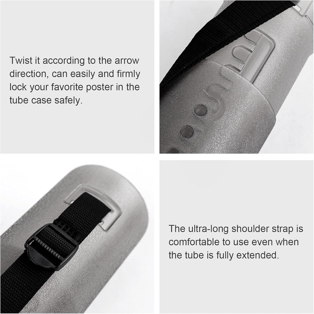 DEWEL 2 PCS Document Tubes, Plastic Poster/Art Storage Tube, Adjustable, Waterproof and Telescoping Carrying Case with Strap for Drawing, Drafting, Map Scroll and Blueprint