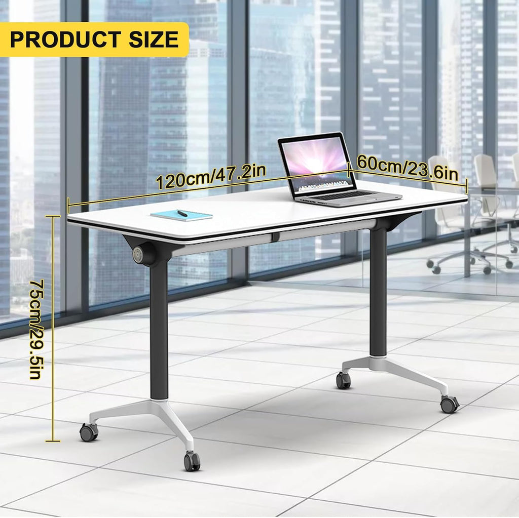 Conference Room Table with Flip-Top Design for Dynamic Meetings, Business Table Computer Desk with Heavy-Duty Frame,Foldable Seminar Meeting Tables for Home Office (2, E, 47.2IN)