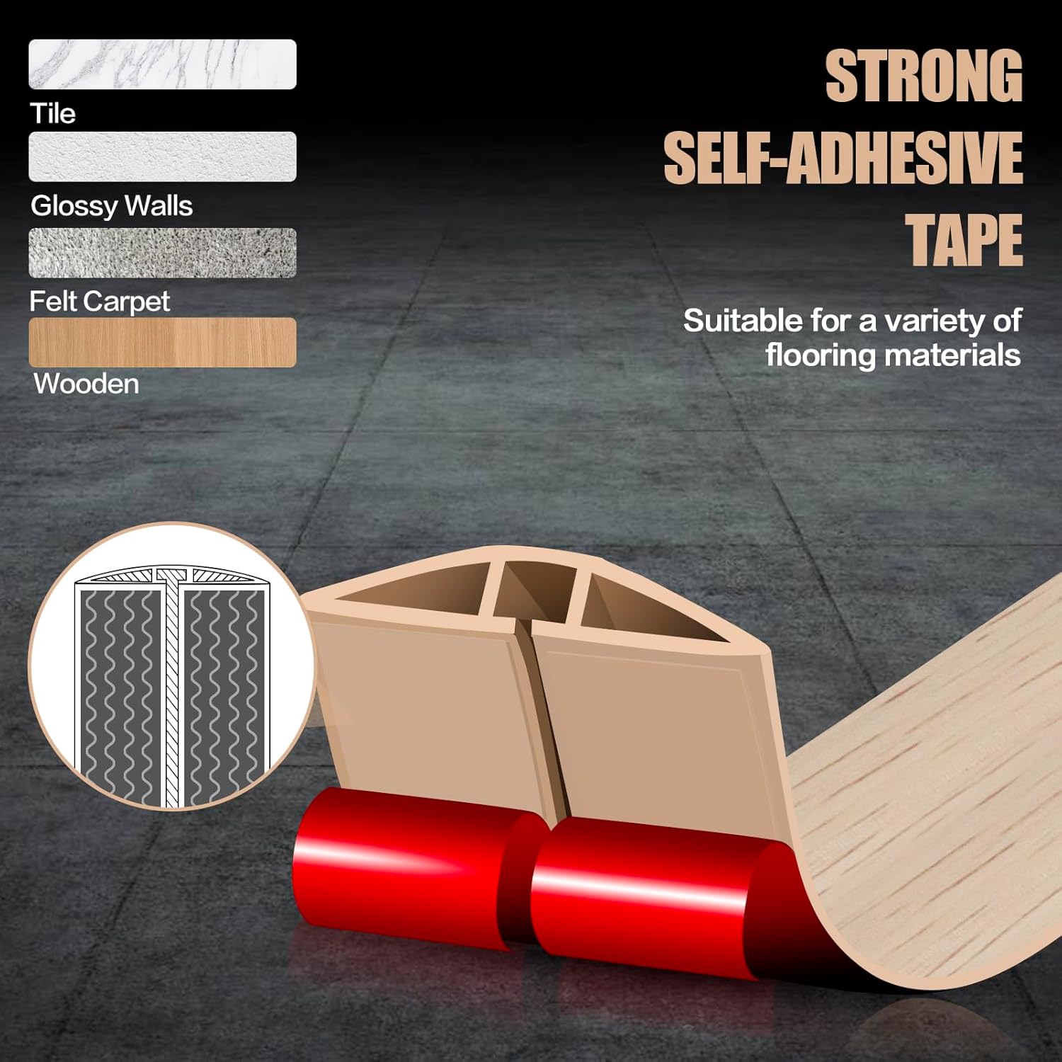 Floor Cord Cover Self Adhesive Cord Hider,3.3FT Cable Management, Extension Strip Protector for Wires, Prevent Cable Trips for Offices, Gyms, Exhibitions Cavity:0.39"(W) x 0.27"(H) Yellow Wood