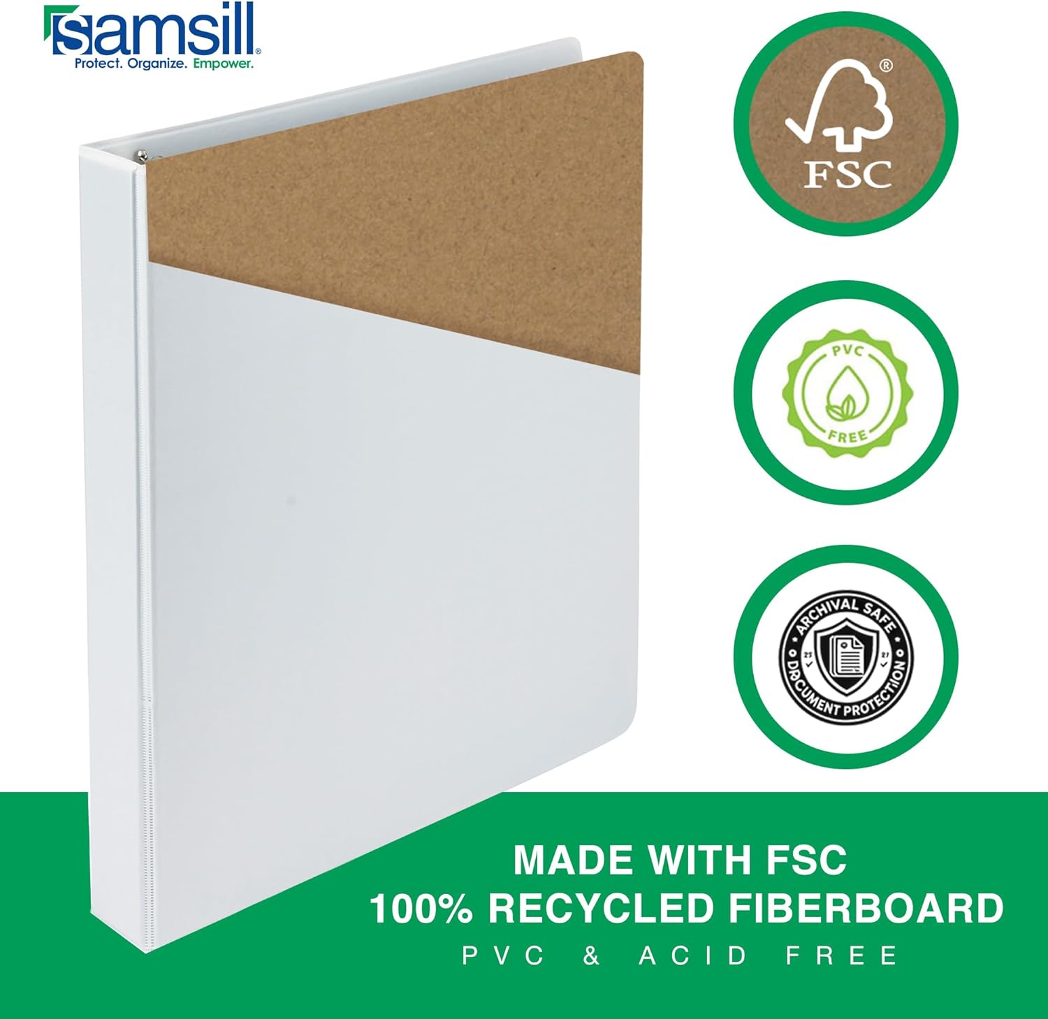 Samsill 3 Inch 3 Ring Binders, Made in USA, Economy Round Ring, Clear View Cover, 550 Sheet Capacity - for School, Home, Office - White, 12 Pack