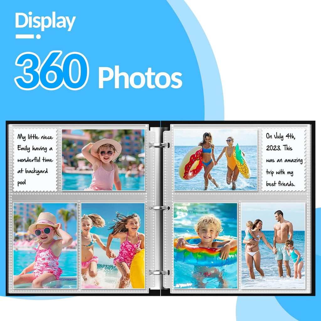 60 Pack 4x6 Photo Sleeves for 3 Ring Binder - Clear Archival Photo Protector Sleeves, Acid Free Plastic, 8.5x11