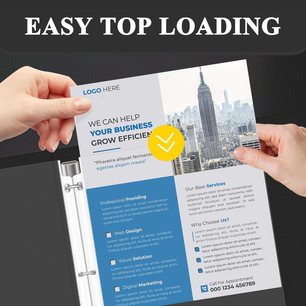 Clear Sheet Protectors for 3 Ring Binder, Plastic Sleeves for Paper 8.5x11, Heavy Duty Page Protectors for 3 Ring Binder, Top Loading Paper Protector for Documents and Photos,Letter Size.