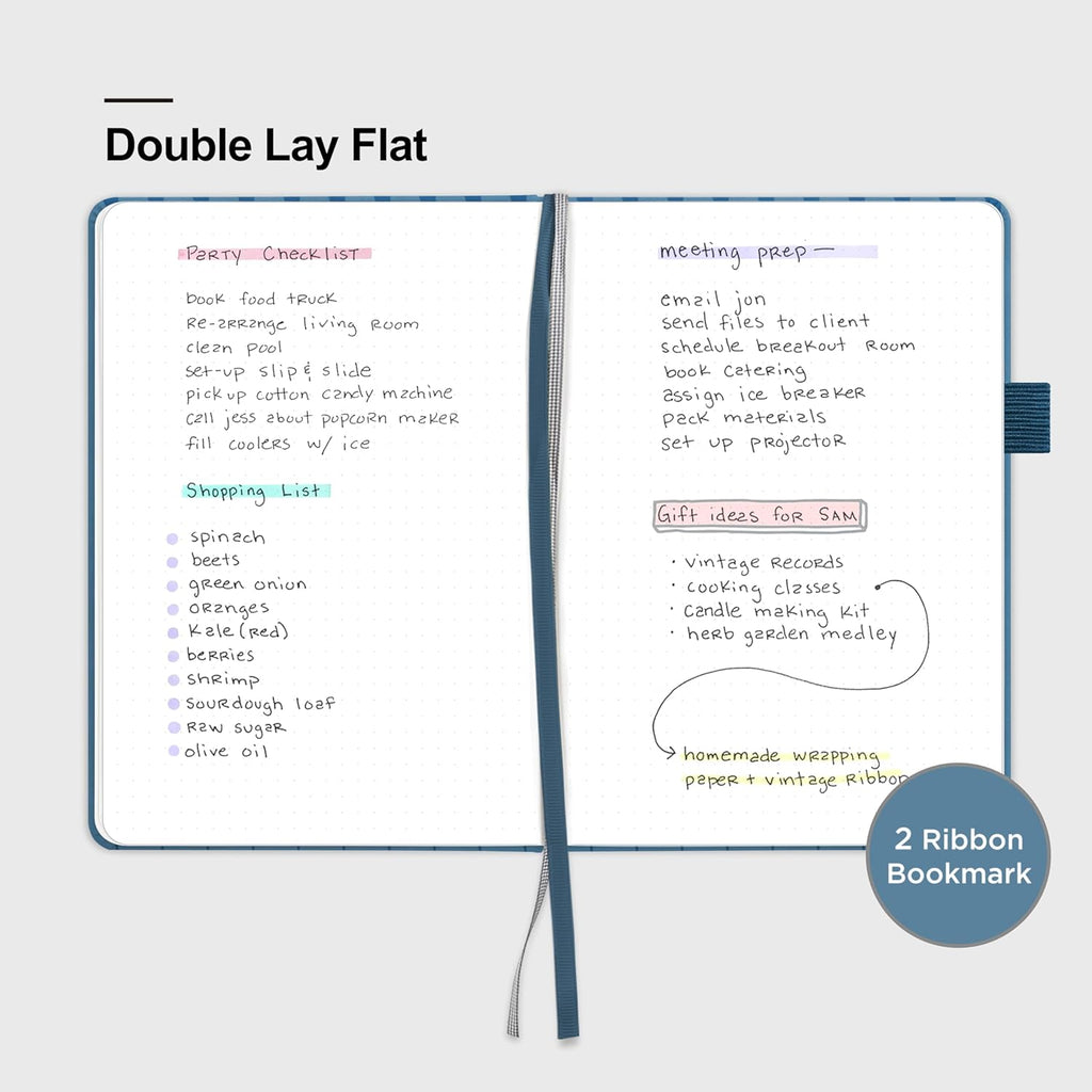 &And Per Se Dotted Journal Notebook for Women&Men with Pattern, A5 Leather Hardcover, 160 Pages 100GSM Thick Dotted Paper, 3 Sheets of Stickers Included(Blue)