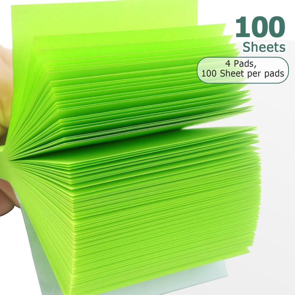 Sticky Notes 3x3 Self-Stick Notes Bright Colors Sticky Notes 4 Pads 100 Sheets/Pad (Green)