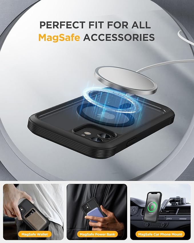 Miracase Magnetic for iPhone 12 mini Case, [360 Full-Body Protection & Complete Camera Guard], Drop & Scratch-Resistant, Shockproof, Stylish Clear iPhone Case, iPhone 12 mini Cover, Black