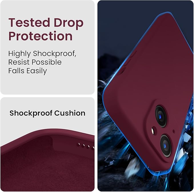 FireNova Designed for iPhone 14 Case, Silicone Upgraded [Camera Protection] Phone Case with [2 Screen Protectors], Soft Anti-Scratch Microfiber Lining Inside, 6.1 inch, Plum