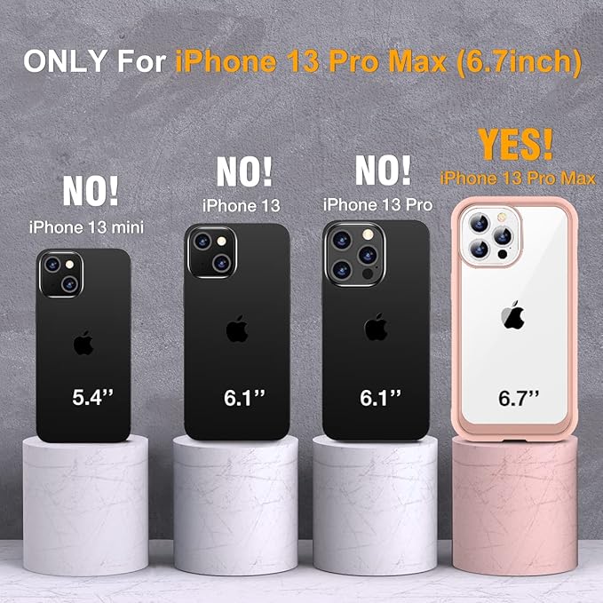 Miracase Glass Case for iPhone 13 Pro Max 6.7 inch, Upgrade Full-Body Clear Bumper Case with Built-in 9H Tempered Glass Screen Protector for iPhone 13 Pro Max, Pink