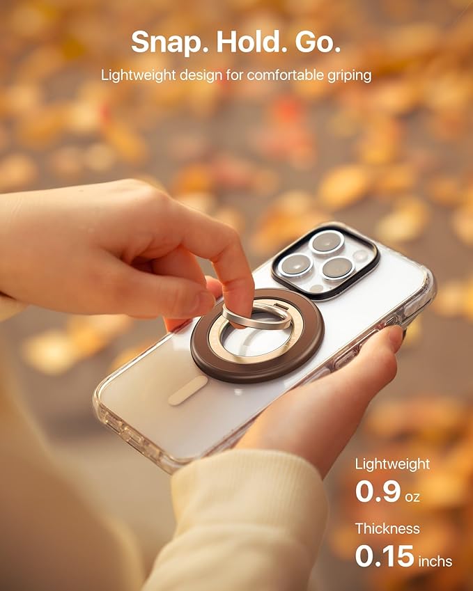 andobil [2025 Upgraded] Double-sided Magnetic Phone Grip for MagSafe [Sability Max] Strong Magnetic Phone Ring Holder Compatible with MagSafe Accessories, iPhone 16 Plus 15 14 13 12 Pro Max Mini Brown