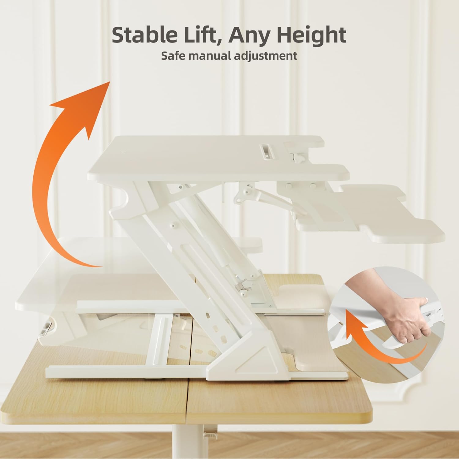 Claiks Standing Desk Converter 32 inch, Height Adjustable Sit Stand Up Desk Riser, Quick Sit to Stand Tabletop Dual Monitor Riser Workstation for Home Office with Keyboard Tray, White