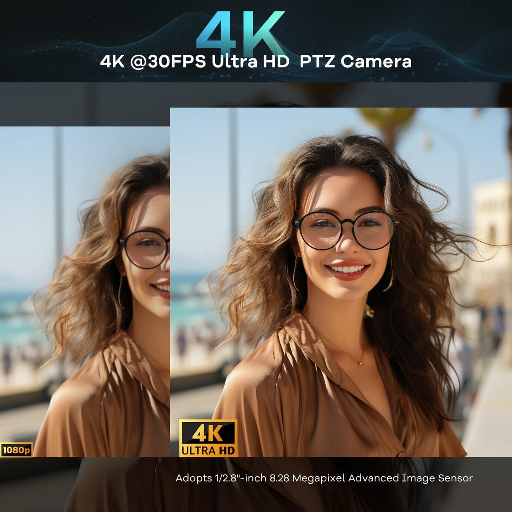 4K PTZ Conference Room Camera System AI Auto-Tracking 20x Zoom 4K PTZ Camera USB3.0 HDMI LAN outputs and Bluetooth Speakerphone with Microphone for Large Remote Meeting