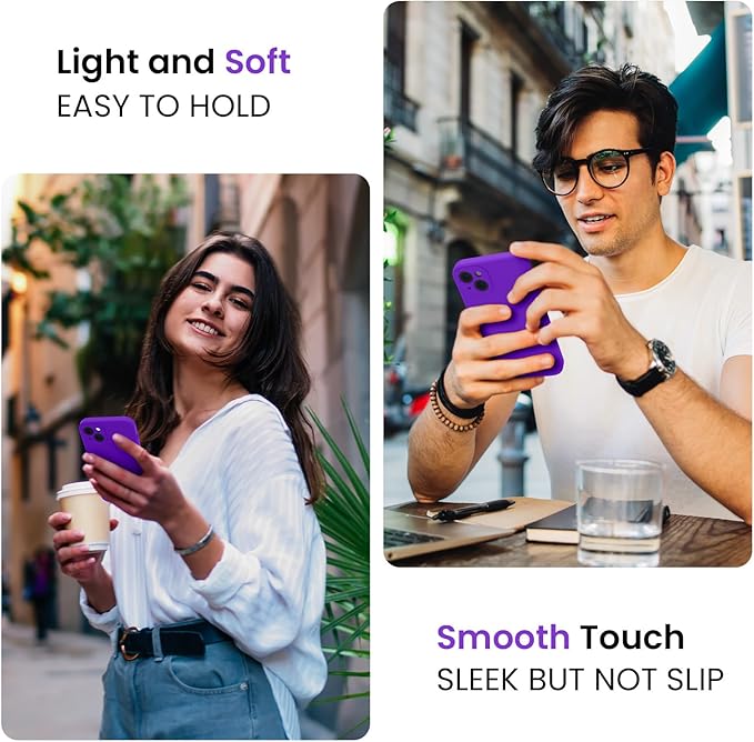 FireNova Designed for iPhone 15 Case, Silicone Upgraded [Camera Protection] Phone Case with [2 Screen Protectors], Soft Anti-Scratch Microfiber Lining Inside, 6.1 inch, Neon Purple