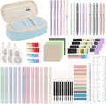 MoKo 60Pcs Aesthetic School Supplies with Cute Pencil Case, 12 Pastel Highlighters, 5 Black Ink Gel Pens, 6 Mechanical Pencil Set 0.5 & 0.7 mm for Students Stationary College Essentials, Blue