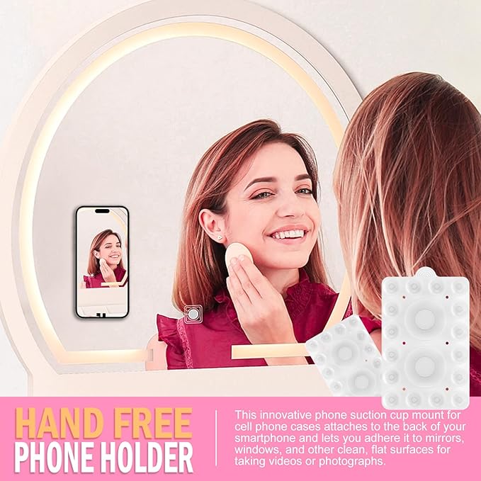 Silicone Suction Phone Holder Mount,Silicon Adhesive Phone Accessory for iPhone and Android, Hands-Free Mirror Shower Phone Holder,TikTok Videos and Selfies (Transparent 2Pack, Double Sided)