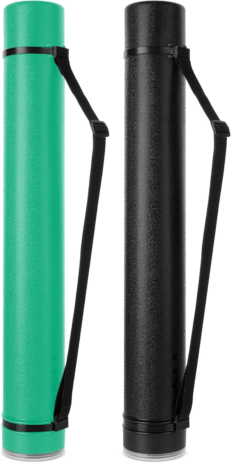 Mr. Pen- Poster Tube, 2 Pack, Black and Green, Extendable Poster Tube with Strap, Poster Carrying Case, Telescoping Tube, Art & Poster Transport Tubes, Poster Tubes for Storage, Poster Holder Tube