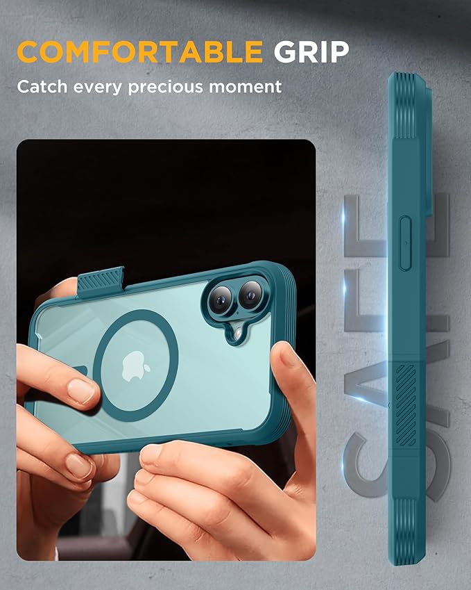 Miracase for iPhone 16 Case 6.1'', [Bubble Free] Full-Body Bumper Phone case with Built-in Full Glass Screen &Lens Protector,No Gap,Compatible with MagSafe,Drop Proof 16 Cover,Green