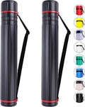 CALPALMY 2-Pack XX-Large Extendable Poster Tubes Expand from 30.5” to 50” with Shoulder Strap | Carry Documents, Blueprints, Drawings and Art | Black Portable Durable Round Storage Cases
