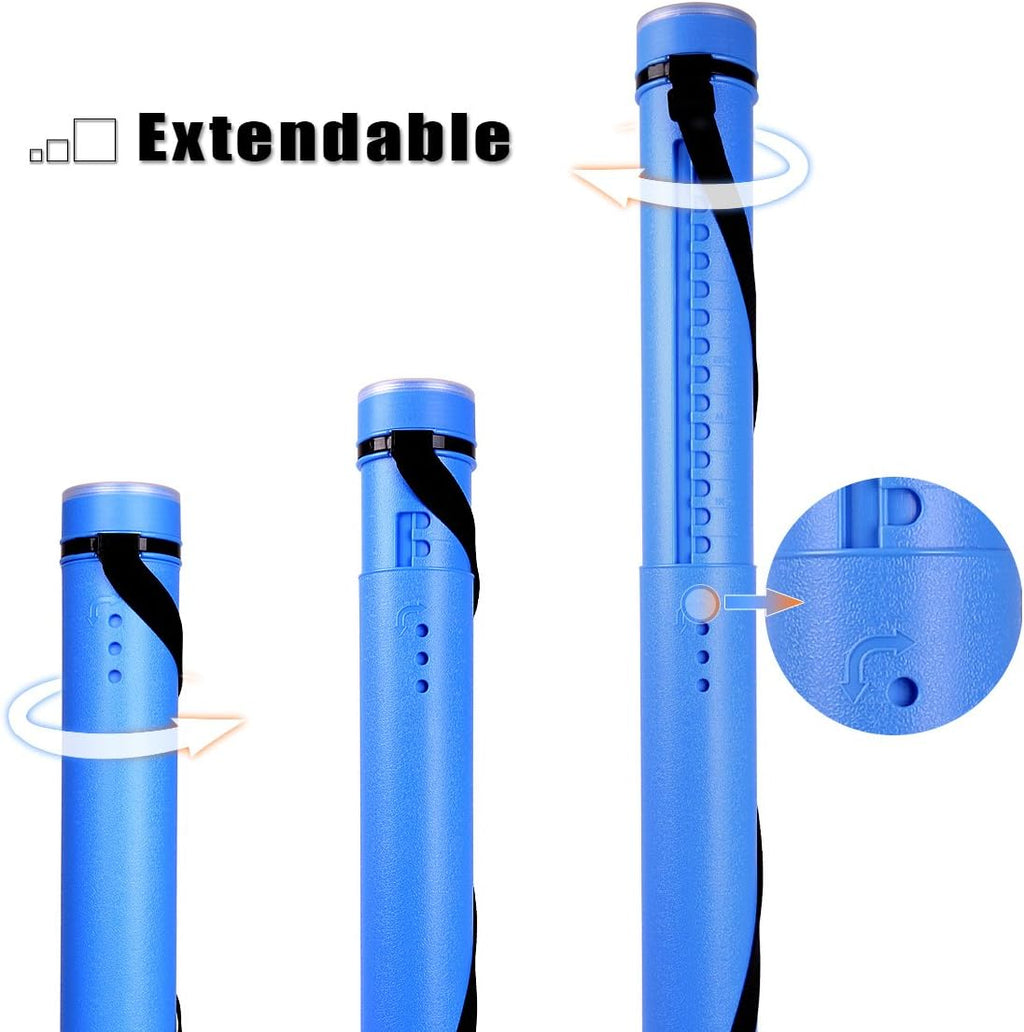 TRANSON Durable Poster Storage Tube with Straps 24"-40" Extendable for Blueprints, Artwork, Maps, Posters Color Blue