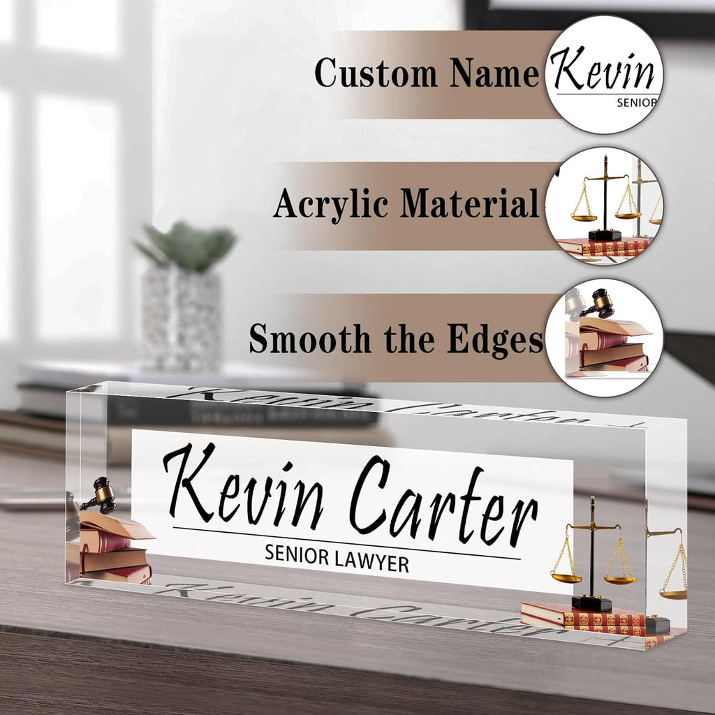 Name Plate for Desk Personalized, Acrylic Desk Decorations, Employee Appreciation Gifts, Custom Office Gifts for Coworkers, Boss, Teacher, Nurse (Lawyer)
