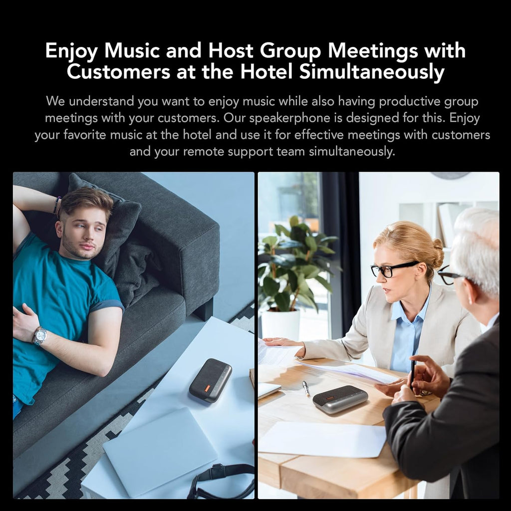 NUROUM A05B Bluetooth Conference Speaker and Microphone, Portable Wireless Speakerphone with Noise Canceling Mic, 16ft Voice Picked Up Computer Speaker for Desktop PC/Laptop/Office/Business Trips