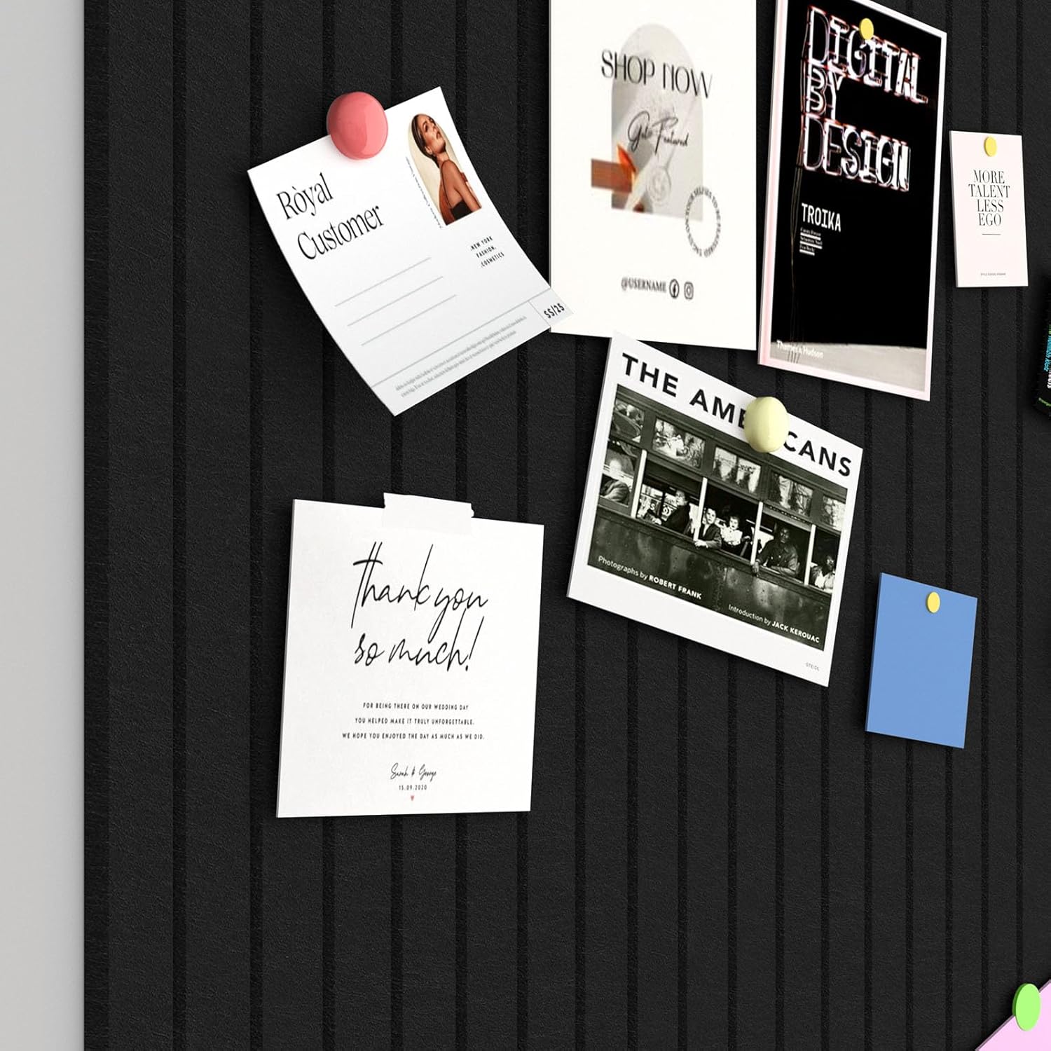 Large Cork Boards for Walls – 48 x 36 Self Adhesive Felt Wall Tiles, Ideal for Office Black Bulletin Board, Easy to Install Pin Board Photo Board