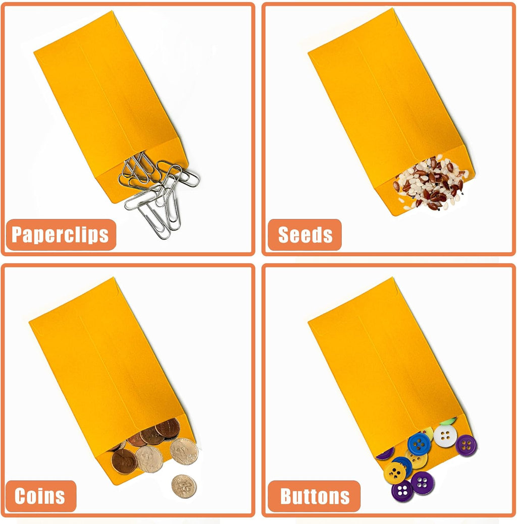 #1 2400 Pcs Small Coin Envelopes 2.25" x 3.5" with Gummed Flap, Yellow Kraft Mini Envelopes for Storing Keys, Stamps, Seeds, Tips and Small Items (2400)