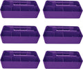 -Large Portable Caddy, DIY Dividers, 8 Compartments, School Office Supplies Home Business Organizer Portable Basket with Handle Made in USA (6 PACK, Royal Purple)