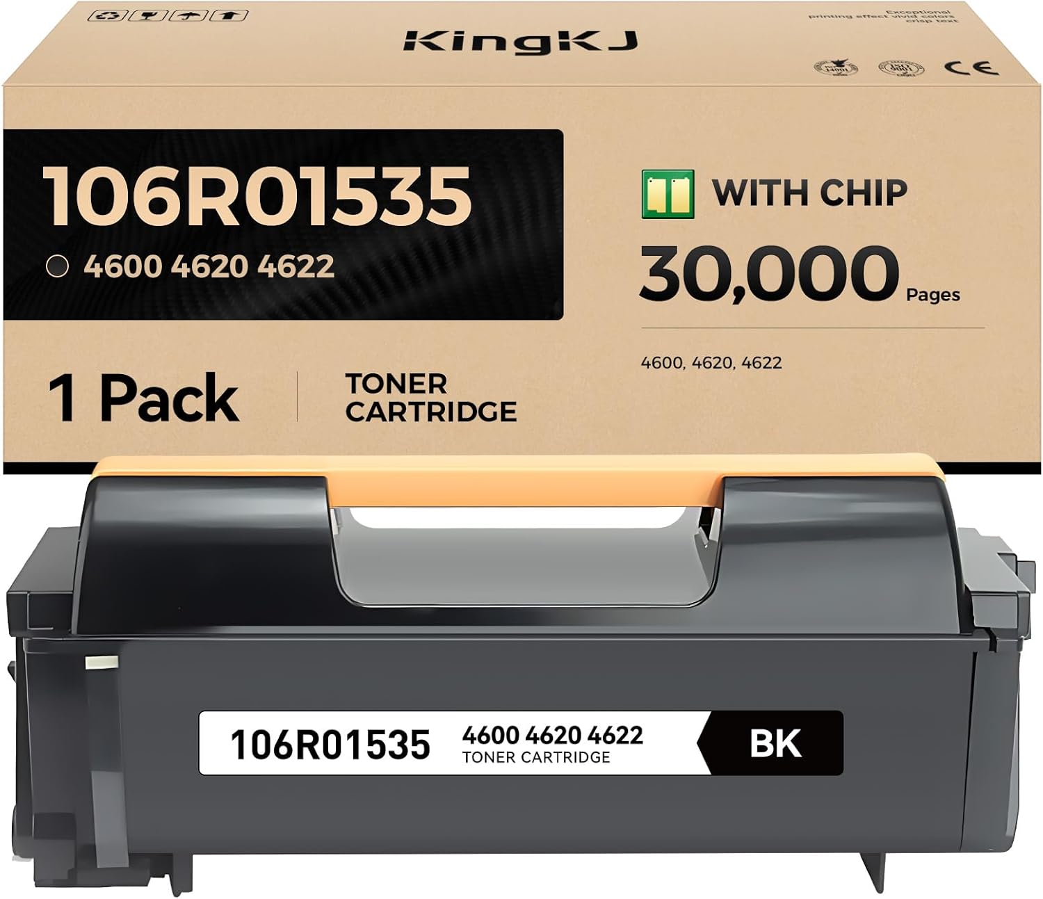 4600 4620 4622 Toner Cartridge Black 1-Pack High Capacity Replacement for Xerox 106R01535 Compatible with Xerox Phaser 4600 4620 4622 Laser Printer Copier Copy, 30,000 Pages Monochrome Ink