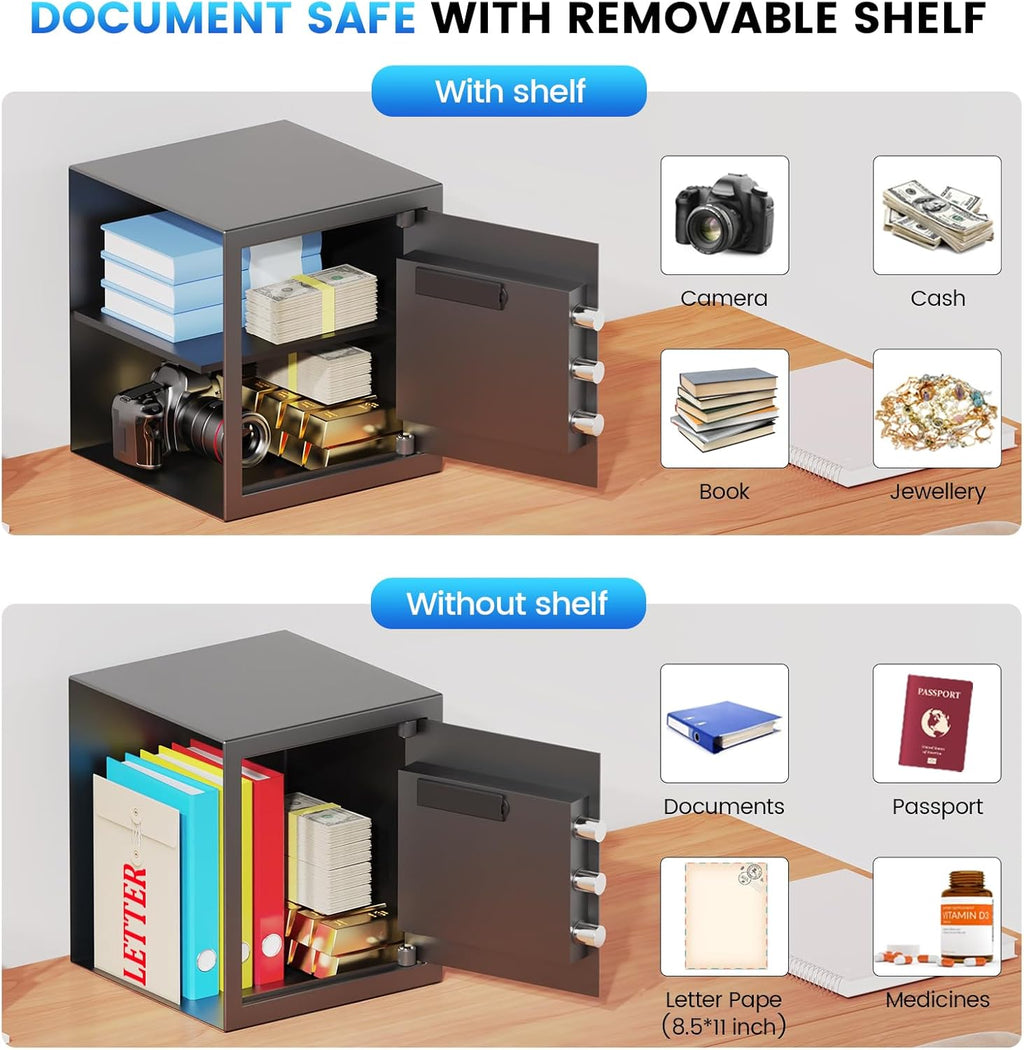 1.8 Cuft Safes for Home, Fireproof Safe Box, Home Safes Fireproof Waterproof with Electronic Keypad, Spare Key, Smart Alert, Security Fire Proof Safe for home documents Money Medicine