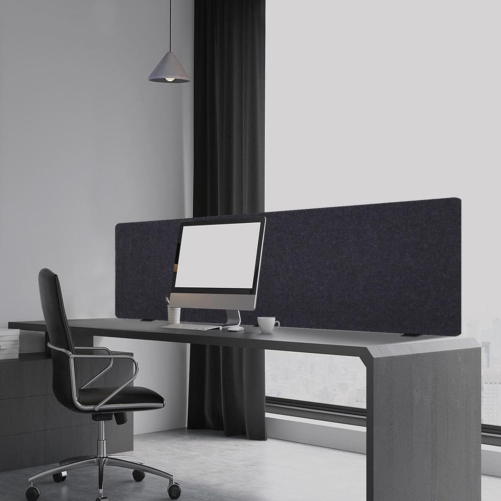 DouSeiAi Clamp-On Desk Divider, Desk Privacy Panel, Office Sound Absorbing Cubicle Partitions, One-Side Panel, 59.1x 23.8x1inch/Dark Gray