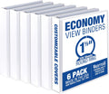 Samsill 1.5 Inch 3 Ring Binders, Made in USA, Economy Round Ring, Clear View Cover, 325 Sheet Capacity - for School, Home, Office - White, 6 Pack