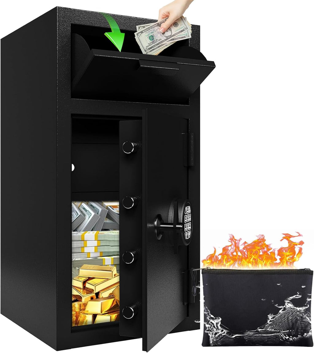 KAER Depository Drop Safe Box - Heavy Duty 4.0 Cu Ft Money Safe with Drop Slot Digital Combination Anti-Fishing Deposit Safes for Business/Home/Office Cash Slips Expense